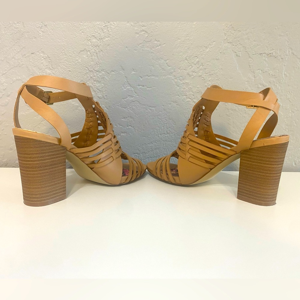 Madden Girl strappy chunky tan heels